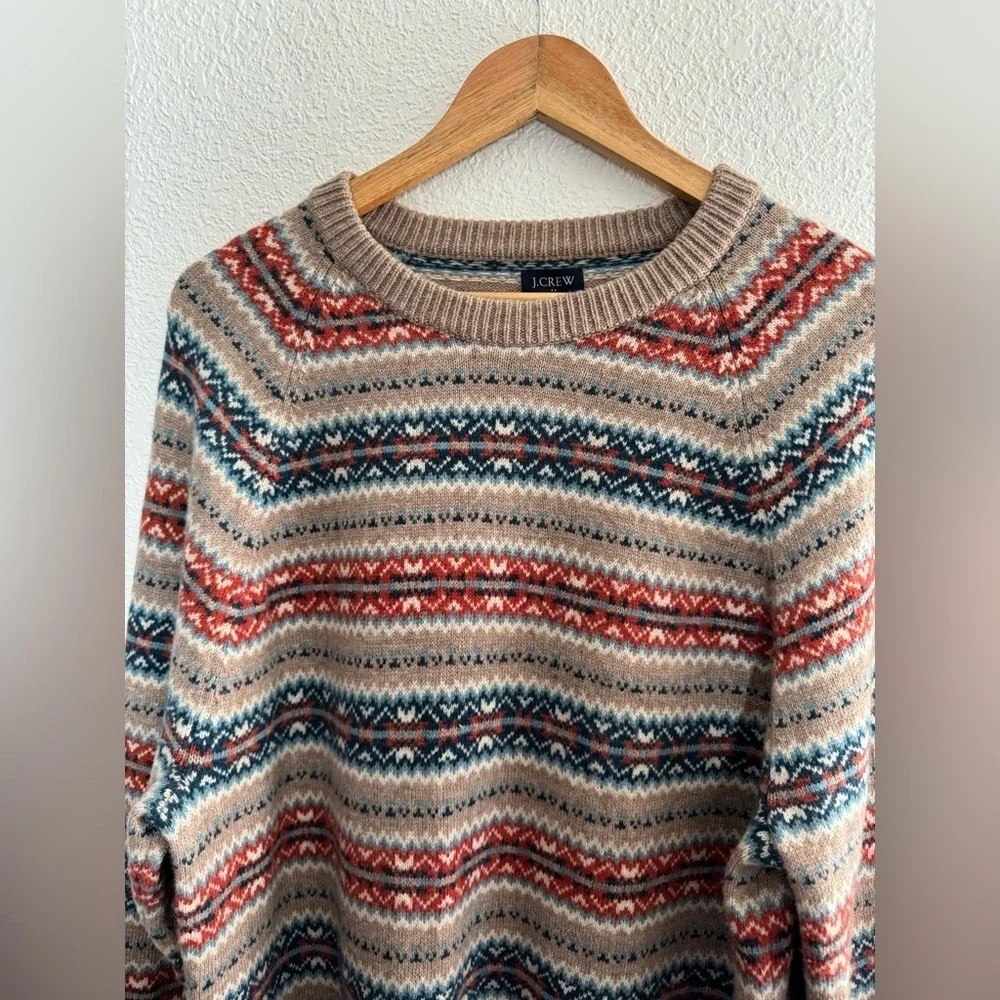 J Crew Factory lambswool blend Men's Fair Isle Multicolor Striped Sweater